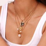 Y2K Heart Pearl Pendant Necklace Stainless Steel Jewelry