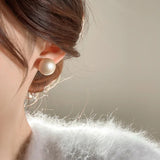 Matte Texture Half Round Bead Pearl Stud Earrings