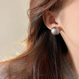 Matte Texture Half Round Bead Pearl Stud Earrings
