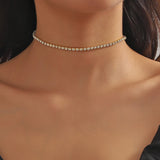 Iced Out Tennis Chain Necklace for Women Crystal Choker