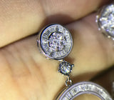 Sparkling Circle Earrings 925 Silver & Diamond Jewelry