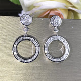 Sparkling Circle Earrings 925 Silver & Diamond Jewelry