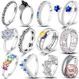 925 Silver Rings with Zircon Butterflies Ladybugs Angel Wings
