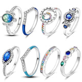 925 Silver Rings with Zircon Butterflies Ladybugs Angel Wings