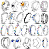 925 Silver Rings with Zircon Butterflies Ladybugs Angel Wings