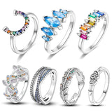925 Silver Rings with Zircon Butterflies Ladybugs Angel Wings