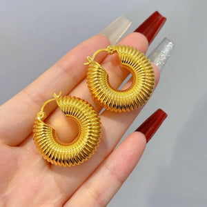 Chunky Hoop Earrings 18K Plated Stainless Steel