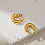 Chunky Hoop Earrings 18K Plated Waterproof Stainless Steel