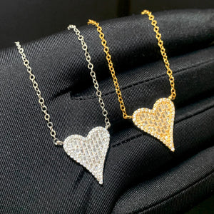 Micro Pave CZ Heart Pendant Necklace