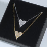 Micro Pave CZ Heart Pendant Necklace