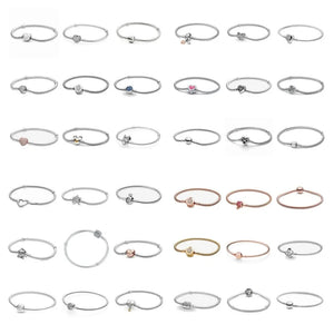 European Snake Chain Bangle w/ Round Heart Leaf Clip - Ideal Men & Women