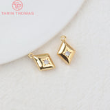 4PCS 10x15MM 24K Plated Brass Zircon Star Charms Pendants Earrings Accessorie