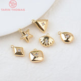 4PCS 10x15MM 24K Plated Brass Zircon Star Charms Pendants Earrings Accessorie