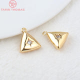 4PCS 10x15MM 24K Plated Brass Zircon Star Charms Pendants Earrings Accessorie