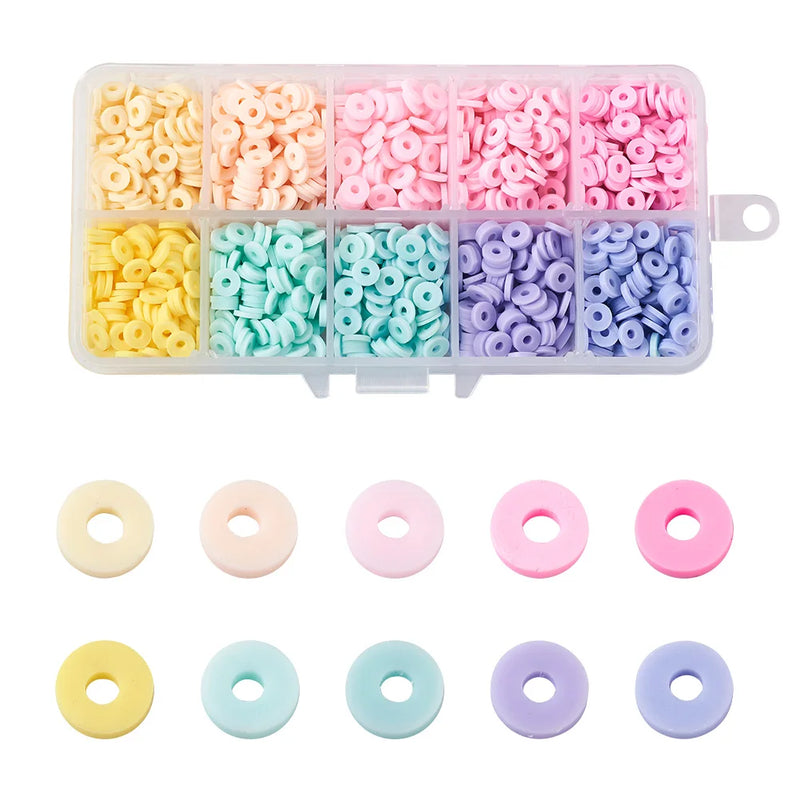 2030Pcs 6mm Polymer Clay Disc Charms Beads 10 Colors DIY Jewelry Making
