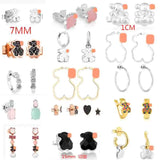 925 Silver Zircon Bear Earrings Wedding Accessory