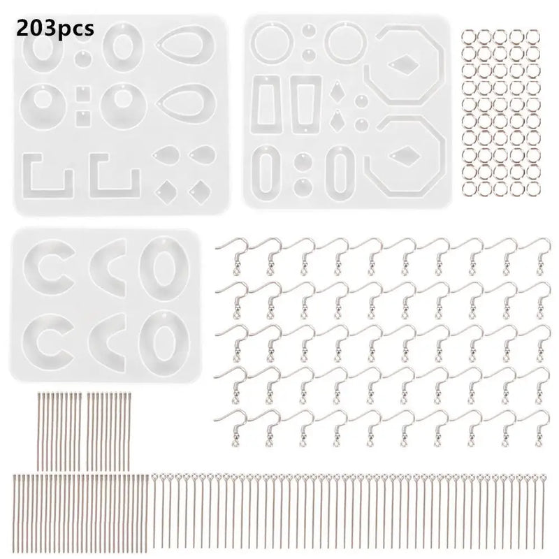 203pcs Crystal Silicone Mold Set For Jewelry Making UV Resin Accessories