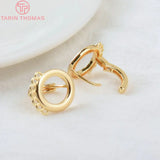 6PCS 24K Brass Round Earrings Hoop Clip DIY Jewelry Findings