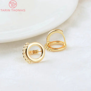 6PCS 24K Brass Round Earrings Hoop Clip DIY Jewelry Findings
