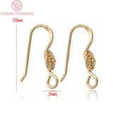 6PCS 20MM Gold Plated Earrings Hooks for DIY Jewelry Making