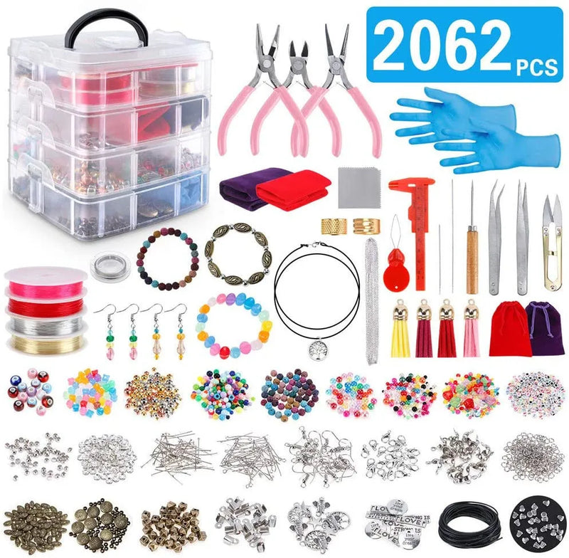 2062pcs Beading Box Set DIY Beaded Material Bracelet Necklace Making