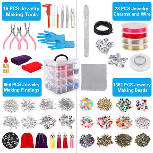 2062pcs Beading Box Set DIY Beaded Material Bracelet Necklace Making