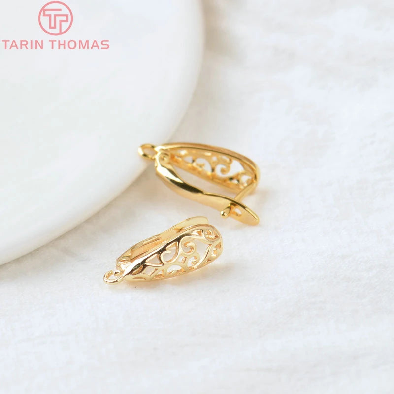 6PCS 10x17MM 24K Brass Drop Shape Stud Earrings Pins Clasps
