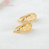 6PCS 10x17MM 24K Brass Drop Shape Stud Earrings Pins Clasps