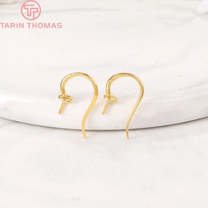 6PCS 9x15.5MM 24K Brass Earrings Hooks with Half Pins DIY Jewelry Findings