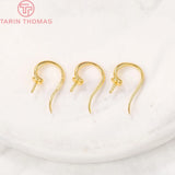 6PCS 9x15.5MM 24K Brass Earrings Hooks with Half Pins DIY Jewelry Findings