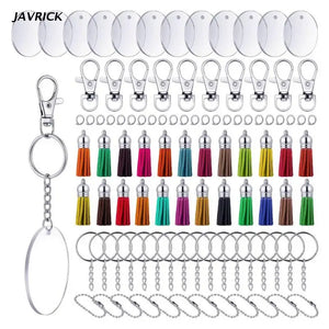 20CF Acrylic Keychain Set with Blanks Tassels Rings Clasps for DIY Keychain