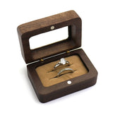 Walnut Ring Box Jewelry Case with Soft Lining - Wedding Gift