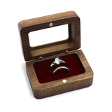 Walnut Ring Box Jewelry Case with Soft Lining - Wedding Gift