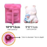 3D Bear with Girl Flower Pot Silicone Mold for Home Decors