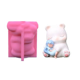 3D Bear with Girl Flower Pot Silicone Mold for Home Decors