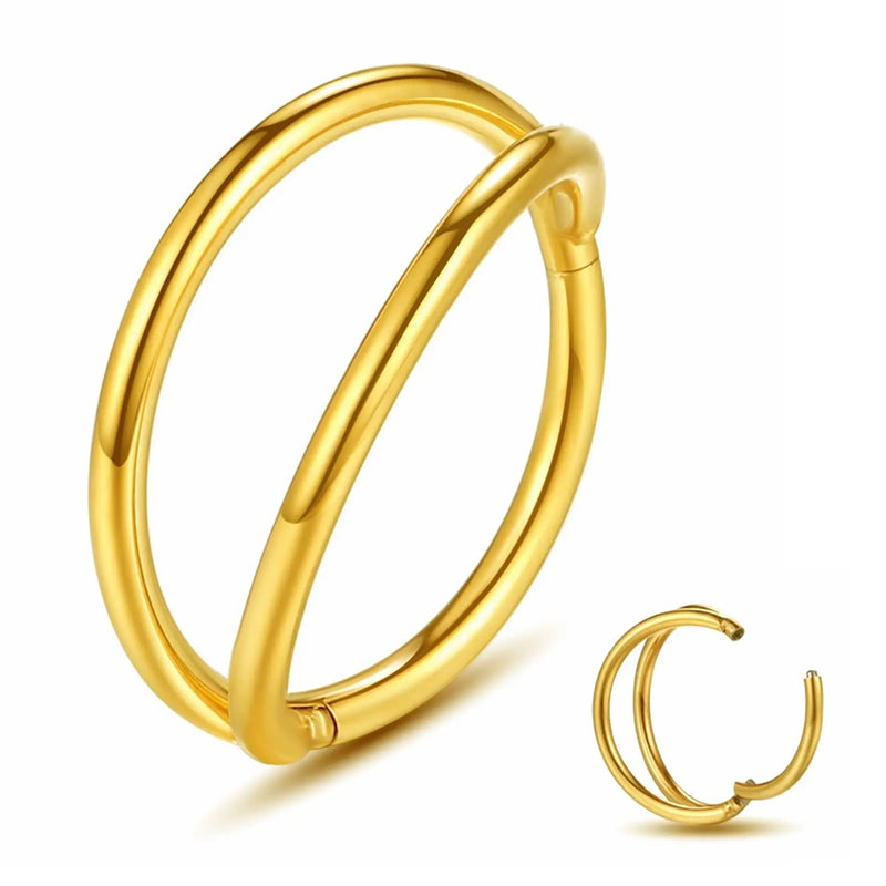 Stainless-Steel Double Hoop Nose Ring Cartilage Earrings