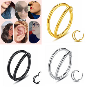 Stainless-Steel Double Hoop Nose Ring Cartilage Earrings