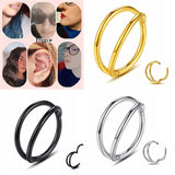 Stainless-Steel Double Hoop Nose Ring Cartilage Earrings