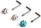 Surgical Steel Gem Crystal Nose Bone Studs Ring Pins Piercing Jewelry