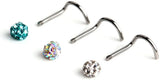 Surgical Steel Gem Crystal Nose Bone Studs Ring Pins Piercing Jewelry