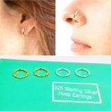 925 Silver Segment Earring Hoop Nose Ring Tragus Cartilage Piercing