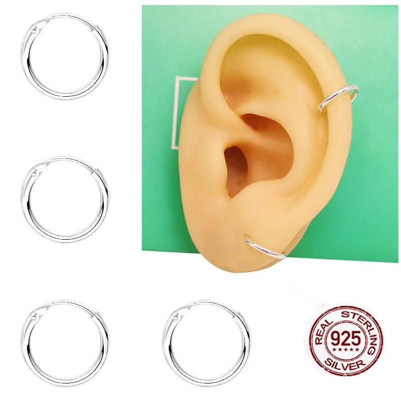 925 Silver Segment Earring Hoop Nose Ring Tragus Cartilage Piercing