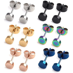 20G Stainless Steel Mix Flat Top Stud Earrings 3-8mm