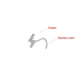 20G Nose Stud Screw Shape Nose Ring Cubic Zircon Butterfly Nose Piercing