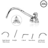 Stainless Steel Zircon Nose Studs Hooks Bar Pin Piercing Kit Body Jewelry