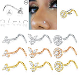 Stainless Steel Zircon Nose Studs Hooks Bar Pin Piercing Kit Body Jewelry