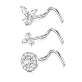Stainless Steel Zircon Nose Studs Hooks Bar Pin Piercing Kit Body Jewelry