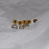 Zircon Titanium Steel Ear Studs Nose Rings Lip Piercing 6MM 8MM 10MM