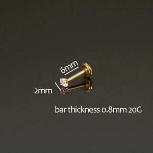 Zircon Titanium Steel Ear Studs Nose Rings Lip Piercing 6MM 8MM 10MM