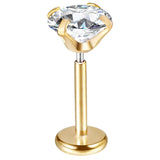 Zircon Titanium Steel Ear Studs Nose Rings Lip Piercing 6MM 8MM 10MM
